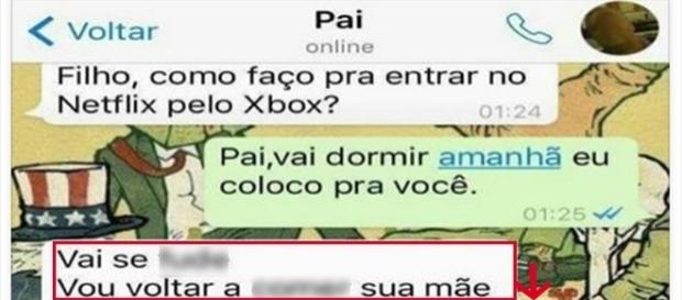 Pai briga com filho pelo WhatsApp Pai briga com filho pelo WhatsApp