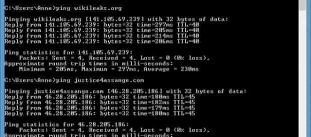 WikiLeaks' Russian IP ping with command prompt WikiLeaks' Russian IP ping with command prompt