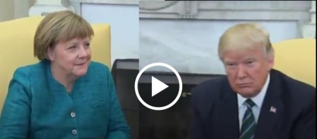 Donald Trump ostentacyjnie nie podał ręki Angeli Merkel. Donald Trump ostentacyjnie nie podał ręki Angeli Merkel.