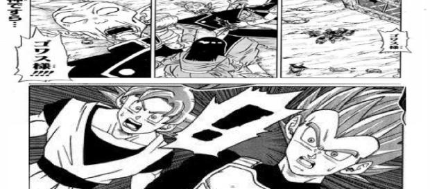 Goku y Vegeta se sorprenden por la fusión Goku y Vegeta se sorprenden por la fusión