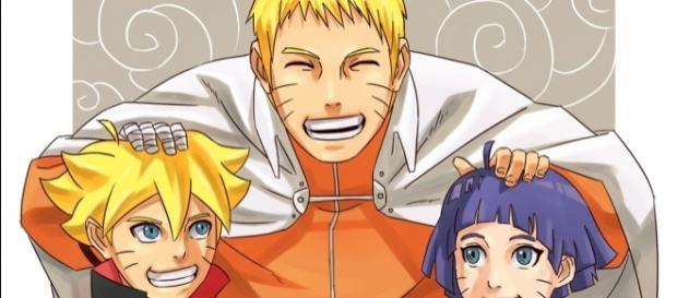 Naruto adulto junto a sus dos hijos Naruto adulto junto a sus dos hijos