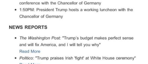 Fake news included in White House email. / Photo via @MrAusnadian, Twitter