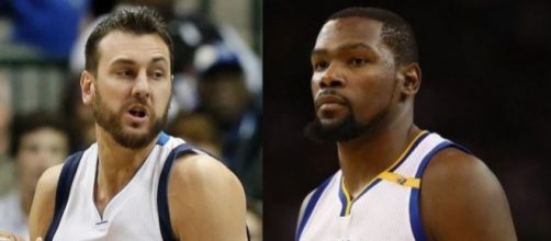 Andrew Bogut and Kevin Durant via Twitter, edited