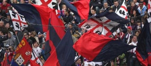 Bandiere nella curva del Cagliari Calcio
