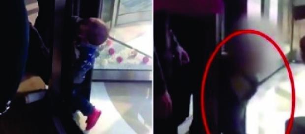 Garoto fica preso em porta giratória Garoto fica preso em porta giratória