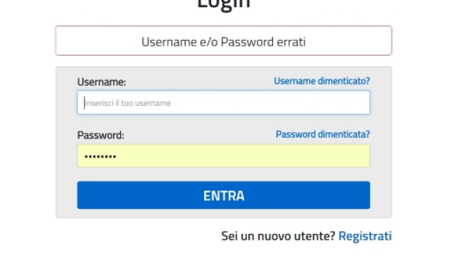 IOL, messaggio username e password errati