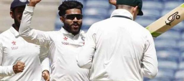 Jadega of India after taking Steve Smith wicket on day five of Ranchi test Jadega of India after taking Steve Smith wicket on day five of Ranchi test
