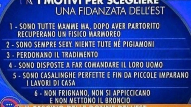 Il cartello mostrato durante la trasmissione Parliamone sabato