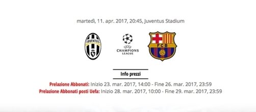 Biglietti per la partita Juventus-Barcellona