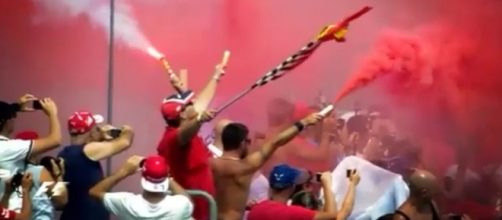 Tifosi della Ferrari in festa sulle tribune