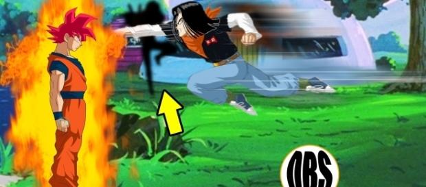 imagen donde se enfretan Goku en fase dios contra androide 17 imagen donde se enfretan Goku en fase dios contra androide 17