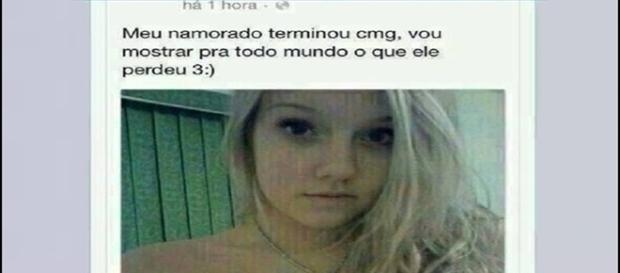 Rapaz termina com garota que fica furiosa e posta foto com peito de fora. Rapaz termina com garota que fica furiosa e posta foto com peito de fora.