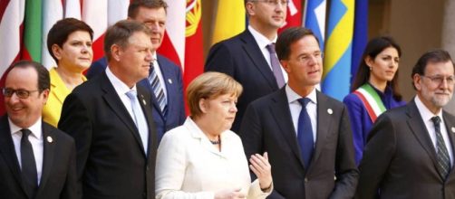 Los líderes europeos ayer en Roma.