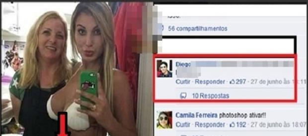 Essa loira acabou perdendo espaço em sua selfie para um comentário de um rapaz. Essa loira acabou perdendo espaço em sua selfie para um comentário de um rapaz.
