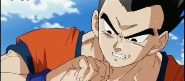Gohan se enfrenta a Krillin en las montañas Gohan se enfrenta a Krillin en las montañas