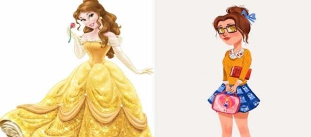 Bela é uma das princesas da Disney que aparecem com visual dos dias atuais Bela é uma das princesas da Disney que aparecem com visual dos dias atuais