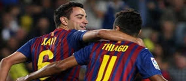 Xavi et Thiago Alcantara au Barça Xavi et Thiago Alcantara au Barça