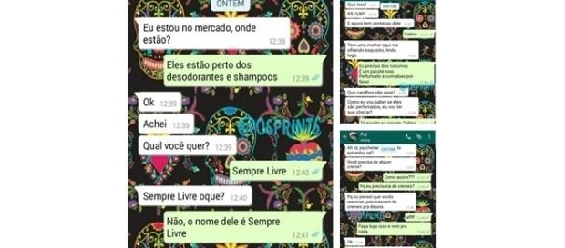 O pai conversa com a filha para saber qual tipo de absorvente comprar. O pai conversa com a filha para saber qual tipo de absorvente comprar.