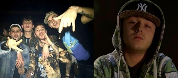 Emis Killa e la Dark Polo Gang a sinistra, Lazza a destra Emis Killa e la Dark Polo Gang a sinistra, Lazza a destra