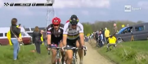 Peter Sagan impegnato alla Parigi-Roubaix