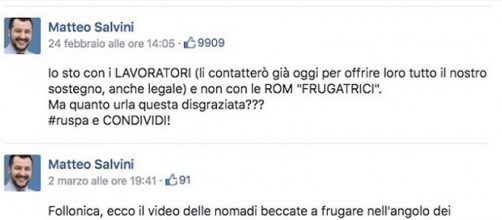 Le ultime due modifiche effettuate sul post pubblicato da Salvini sulla vicenda della Lidl di Follonica.