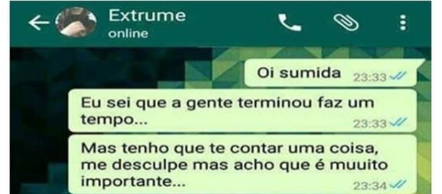 Ex-namorado faz revelação chocante para a ex Ex-namorado faz revelação chocante para a ex