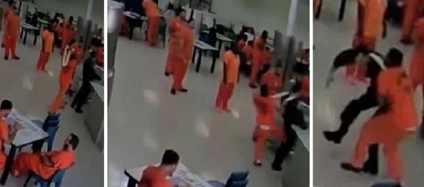 As imagens foram gravadas através das câmeras de segurança que ficavam no pátio da casa de detenção. As imagens foram gravadas através das câmeras de segurança que ficavam no pátio da casa de detenção.