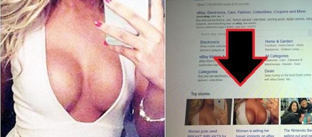 Mulher vende prótese de seio usada em site de leilão na internet Mulher vende prótese de seio usada em site de leilão na internet