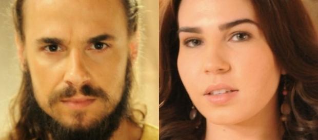 Isaque e Adélia na novela 'A Terra Prometida' (Divulgação/Record) Isaque e Adélia na novela 'A Terra Prometida' (Divulgação/Record)