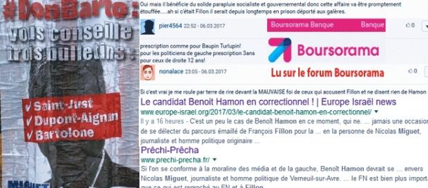 Les sympathisants de François Fillon ont largement repris le thème du "complot médiatique" qui aurait tu la mise en examen de Benoît Hamon Les sympathisants de François Fillon ont largement repris le thème du "complot médiatique" qui aurait tu la mise en examen de Benoît Hamon