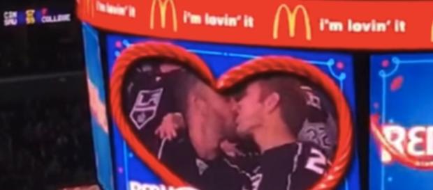 Gay couple on kiss cam that were the target of homophobic abuse Gay couple on kiss cam that were the target of homophobic abuse