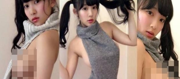 Modelo japonesa bomba na internet com fotos utilizando um suéter bem sensual. Modelo japonesa bomba na internet com fotos utilizando um suéter bem sensual.
