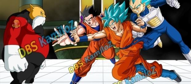 Toppo arremete contra Goku pero es detenido Toppo arremete contra Goku pero es detenido