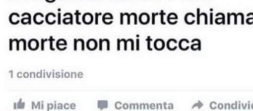 Il post di alcuni animalisti che plaude alla morte di Emanuele Morganti