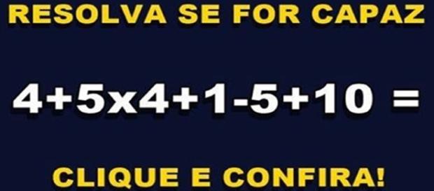 Teste de matemática, resolva se é capaz Teste de matemática, resolva se é capaz