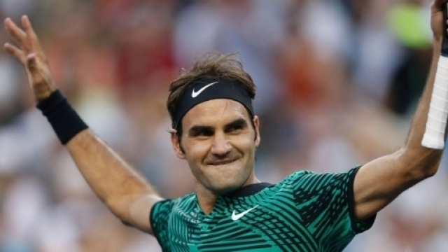 Roger Federer, vincitore per la terza volta del torneo ATP di Miami.