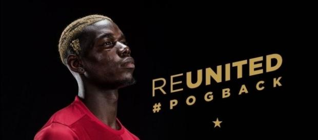 Cartel de bienvenida de Paul Pogba, en su regreso a la ciudad de Mánchester Cartel de bienvenida de Paul Pogba, en su regreso a la ciudad de Mánchester