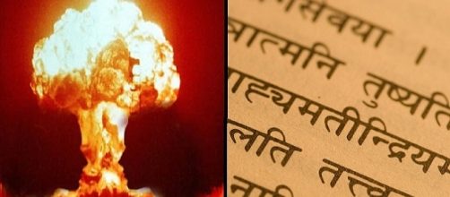 Sulla destra testo in sanscrito, sulla sinistra test nucleare
