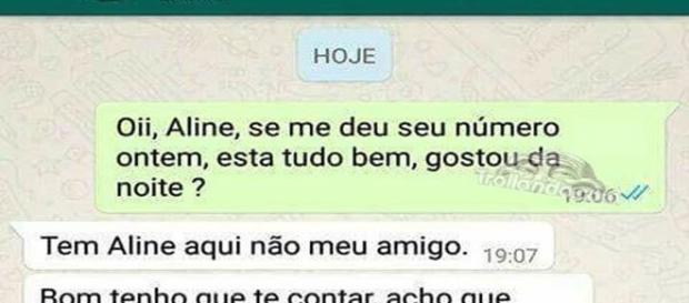 Aline conseguiu trollar dois homens com uma brincadeira mitando na internet. Aline conseguiu trollar dois homens com uma brincadeira mitando na internet.
