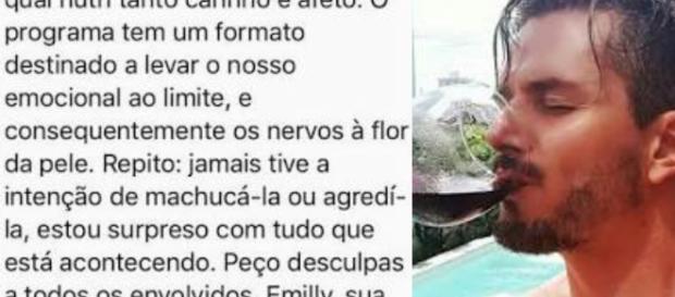 Marcos pública carta em rede social e pede desculpas Marcos pública carta em rede social e pede desculpas