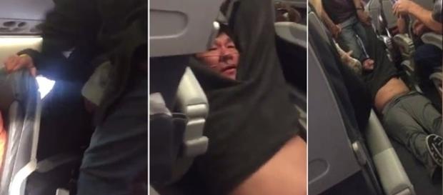 Na imagem o homem sendo arrastado de dentro da aeronave por seguranças. Na imagem o homem sendo arrastado de dentro da aeronave por seguranças.