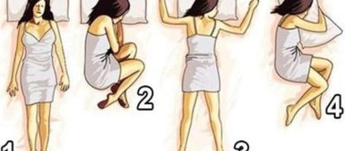 Desenho de uma mulher dormindo em 4 posições diferentes.