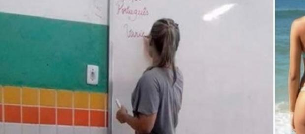 Essa professora deixa toda a sala em silêncio quase escreve no quadro Essa professora deixa toda a sala em silêncio quase escreve no quadro