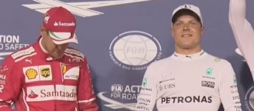 Beaming Bottas (white) with Vettel (red), Formula 1 Youtube channel https://www.youtube.com/watch?v=-Mlmqn3NrRc
