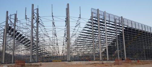 In foto i lavori in corso per la costruzione dello stadio Benito Stirpe di Frosinone