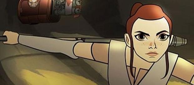 Erstes Bild der Star-Wars-Heldin Rey in Cartoonformat. Erstes Bild der Star-Wars-Heldin Rey in Cartoonformat.