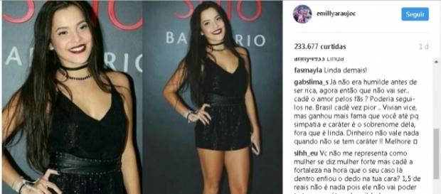 Seguidores criticam Emilly nas redes sociais Seguidores criticam Emilly nas redes sociais