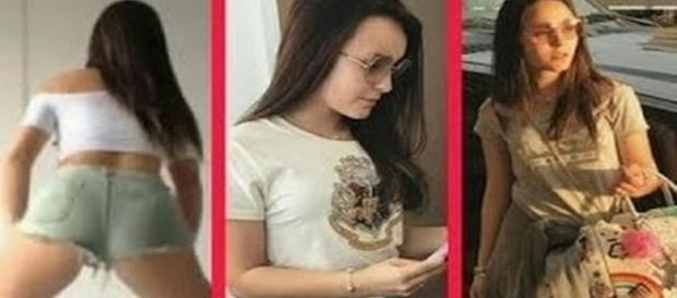 Três imagens, em diferente ângulos, de Larissa Manoela. Três imagens, em diferente ângulos, de Larissa Manoela.