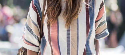 Julie Sarinana (Sincerely Jules. Via: dailymail.co.uk) wearing statement stripes at Coachella 2017.