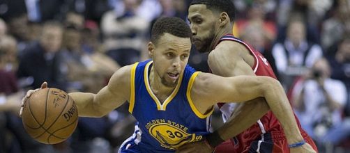 Steph Curry focused on the NBA Playoffs / Photo via Keith Allison, Flickr